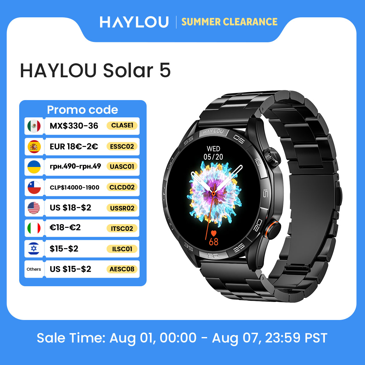 Smartwatch Health Watches For Men - HAYLOU Solar 5 Jam Tangan Pintar
