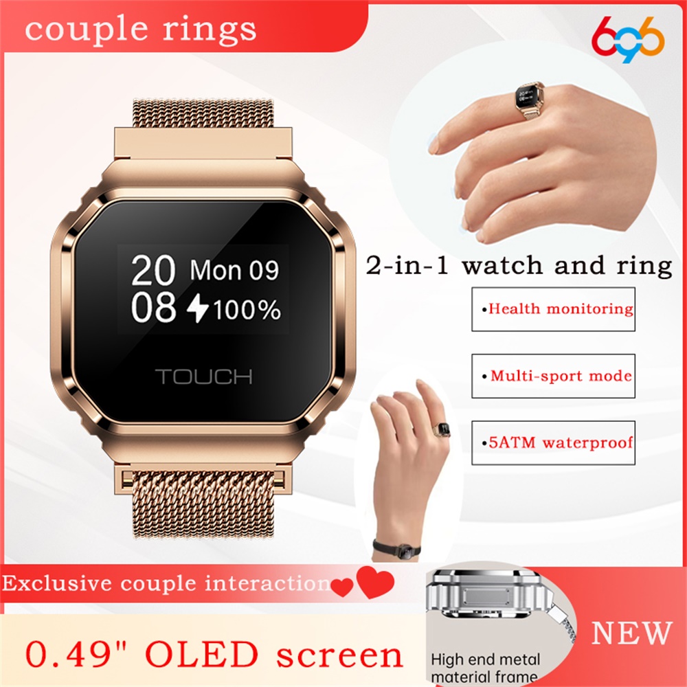 Couple Watches Smartwatch - Cincin Pintar Layar OLED 0.49