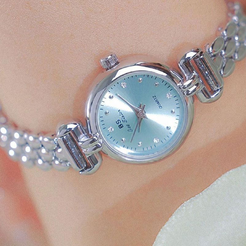 Minimalist Thin Watch - Jam tangan wanita gelang perak biru