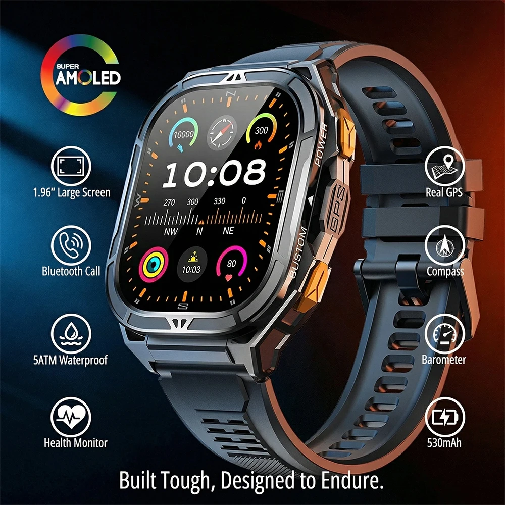 Smartwatch Health Watches For Men - Jam Tangan Pintar AMOLED Mewah GPS