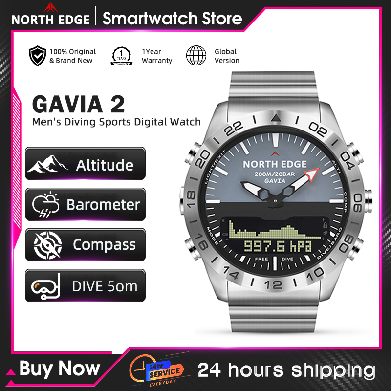 NORTH EDGE Jam Tangan Menyelam - Smartwatch Watches For Mens ulasan dan harga