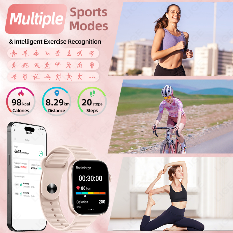 LIGE 2026 Jam Tangan Pintar Ba - Couple Watches Smartwatch ulasan dan harga