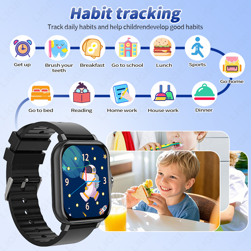 LIGE 2025 Audiobook Jam Tangan - Smartwatch Digital Watches For Kid Boy With Alarm ulasan dan harga