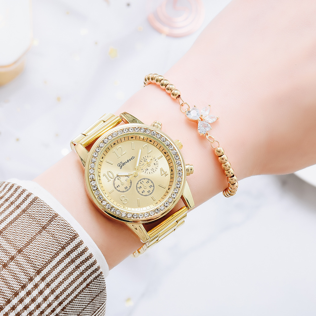 Jam tangan wanita emas Geneva, - Minimalist Thin Watch ulasan dan harga